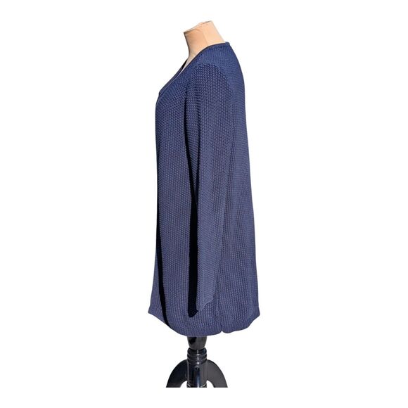 Ann Taylor Medium Blue Open Front Cardigan Sweater Textured Knit Long Duster - Picture 3 of 8